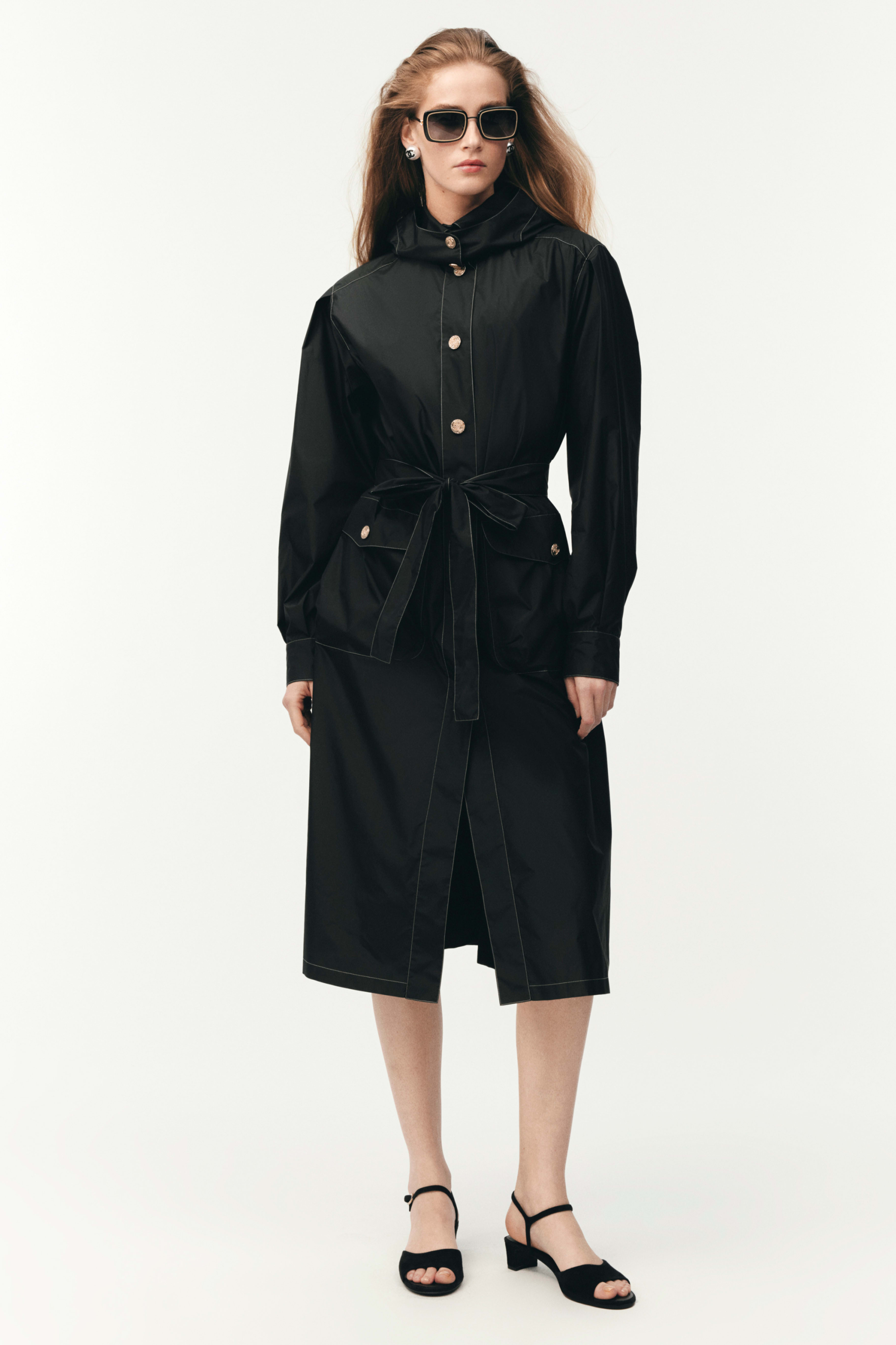 Gabardina - Negro - Tafetán de seda - Vista por defecto